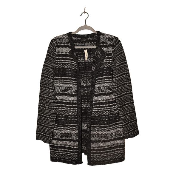 TALBOTS NEW $199 Cotton Metallic Textured Knit Open Cardigan sweater Medium - Picture 1 of 4